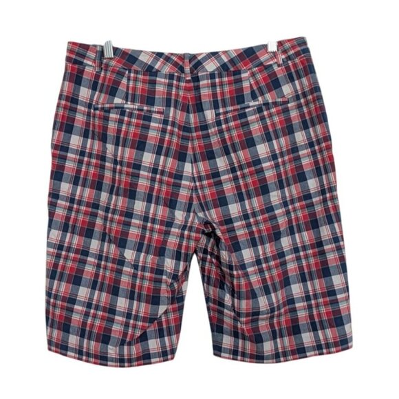 Lauren Ralph Lauren Active Plaid Bermuda Shorts Womens Size 12 Blue Red Cotton - Picture 5 of 10